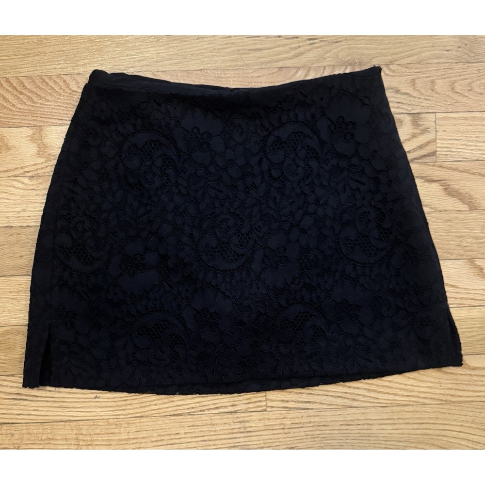 Express Black Floral Lace Lined Straight Pencil Skirt, Short Length, Size 4